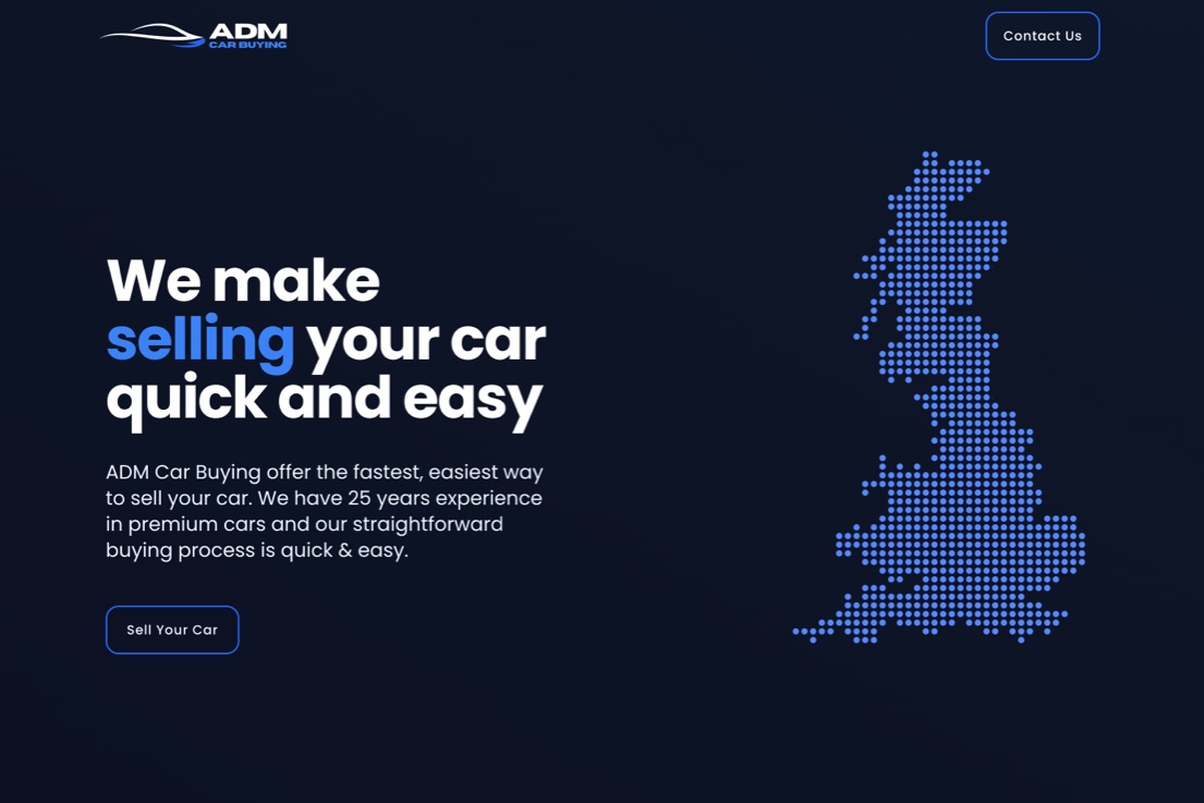ADM Car Buying website home page.