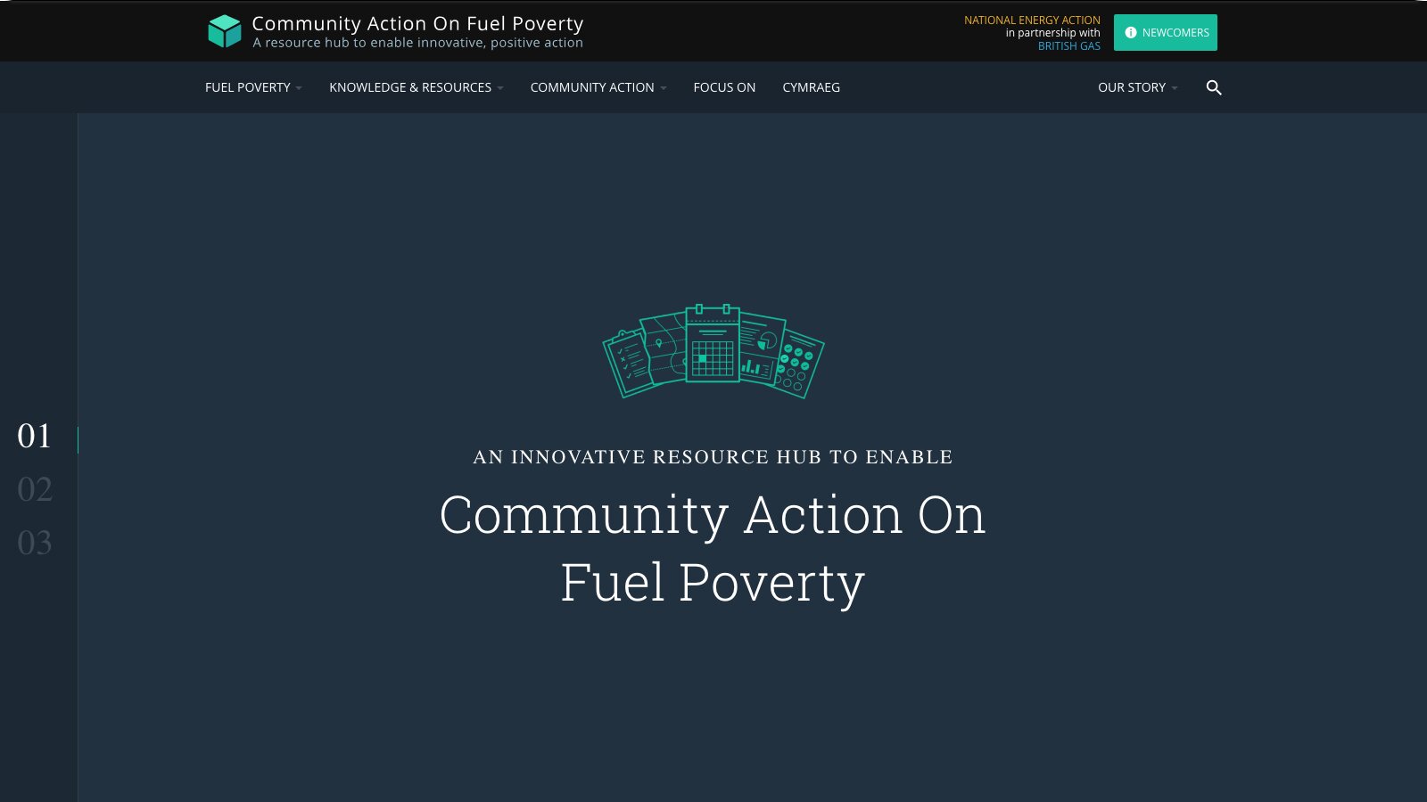 Community Action on Fuel Poverty website home page, from the archived site.