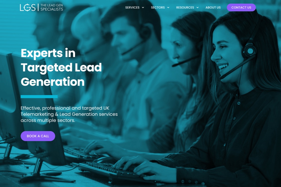 The Lead Gen Specialists website home page.